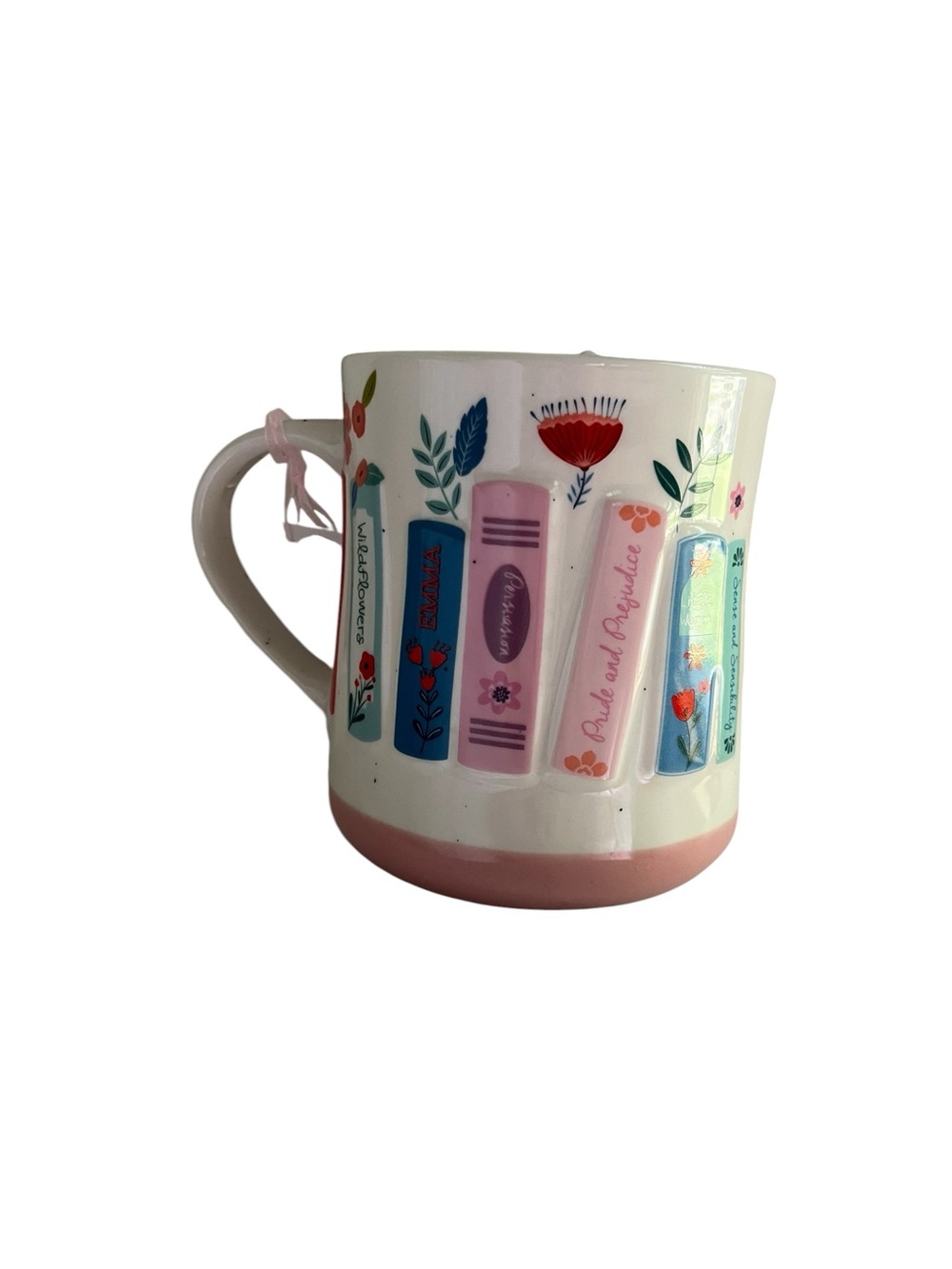 Pink Floral Book Spine Ceramic Mug - Picture 2 of 3